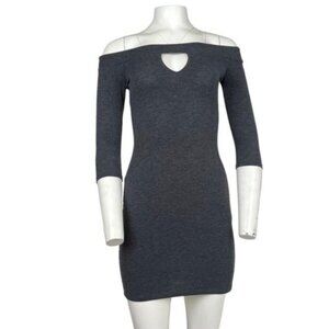 Off The Shoulder Mini Bodycon Dress Grey